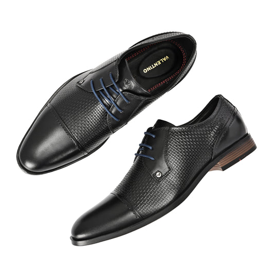 Men Premium Leather Black Lace-Up Formal Derby Shoes (Sterling-50-Black)