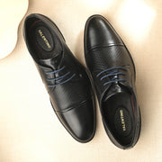 Men Premium Leather Black Lace-Up Formal Derby Shoes (Regal-50-Black)