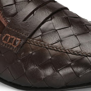 Valentino Genuine Leather Woven Slip-On Loafers for Men with Nulite Sole - (Miles-10-Brown)