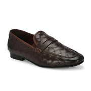 Valentino Genuine Leather Woven Slip-On Loafers for Men with Nulite Sole - (Miles-10-Brown)