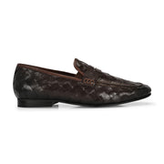 Valentino Genuine Leather Woven Slip-On Loafers for Men with Nulite Sole - (Miles-10-Brown)
