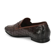 Valentino Genuine Leather Woven Slip-On Loafers for Men with Nulite Sole - (Miles-10-Brown)