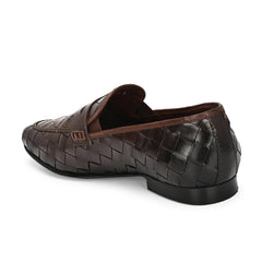 Valentino Genuine Leather Woven Slip-On Loafers for Men with Nulite Sole - (Speed-10-Brown)