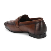 Men Premium Leather Quilted Pattern Penny Loafers with Tunit Sole (Miles-05-Mocca)