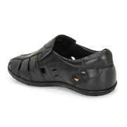Valentino Men's Genuine Leather Black Sandals with Cushioned Footbed and Durable Rubber Sole (CityWalker-13-Black))