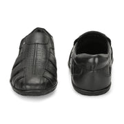 Valentino Men's Genuine Leather Black Sandals with Cushioned Footbed and Durable Rubber Sole (CityWalker-13-Black))