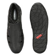 Valentino Men's Genuine Leather Black Sandals with Cushioned Footbed and Durable Rubber Sole (CityWalker-13-Black))