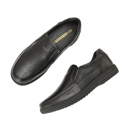 Men Premium Leather Black Slip-On Formal Shoes | Available in sizes 5 UK to 12 UK (Comforter-01-Black)