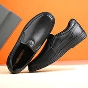 Men Premium Leather Black Slip-On Formal Shoes | Available in sizes 5 UK to 12 UK (Comforter-02-Black)