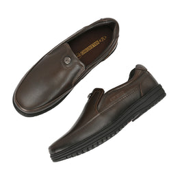 Men Premium Leather Pine Slip-On Formal Shoes | Available in sizes 5 UK to 12 UK (Comforter-02-Pine)