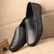 Men Premium Leather Black Casual Slip On Driving Loafers (Emporio-05-Black)