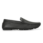 Men Premium Leather Black Casual Slip On Driving Loafers (Emporio-05-Black)
