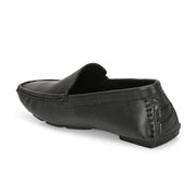 Men Premium Leather Black Casual Slip On Driving Loafers (Emporio-05-Black)
