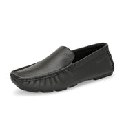 Men Premium Leather Black Casual Slip On Driving Loafers (Emporio-05-Black)