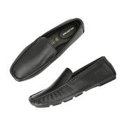 Men Premium Leather Black Casual Slip On Driving Loafers (Emporio-05-Black)