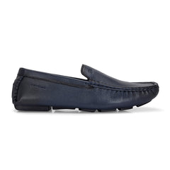 Men Premium Leather Blue Casual Slip On Driving Loafers (Romson-05-Blue)