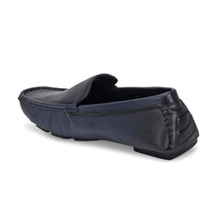 Men Premium Leather Blue Casual Slip On Driving Loafers (Romson-05-Blue)