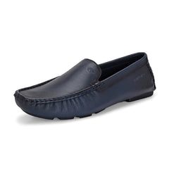 Men Premium Leather Blue Casual Slip On Driving Loafers (Romson-05-Blue)