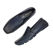 Men Premium Leather Blue Casual Slip On Driving Loafers (Emporio-05-Blue)