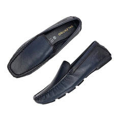 Men Premium Leather Blue Casual Slip On Driving Loafers (Romson-05-Blue)