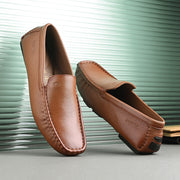 Men Premium Leather Tan Casual Slip On Driving Loafers (Emporio-05-Tan)