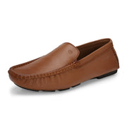 Men Premium Leather Tan Casual Slip On Driving Loafers (Emporio-05-Tan)