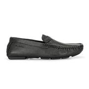 Men Premium Leather Black Casual Slip On Driving Loafers (Emporio-06-Black)