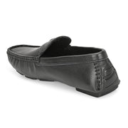 Men Premium Leather Black Casual Slip On Driving Loafers (Emporio-06-Black)