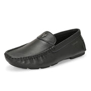 Men Premium Leather Black Casual Slip On Driving Loafers (Emporio-06-Black)