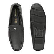 Men Premium Leather Black Casual Slip On Driving Loafers (Emporio-06-Black)