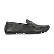 Men Premium Leather Black Casual Slip On Driving Loafers (Emporio-27-Black)
