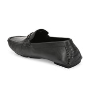 Men Premium Leather Black Casual Slip On Driving Loafers (Emporio-27-Black)