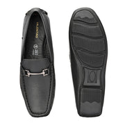 Men Premium Leather Black Casual Slip On Driving Loafers (Emporio-27-Black)