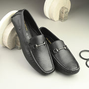 Men Premium Leather Black Casual Slip On Driving Loafers (Emporio-27-Black)