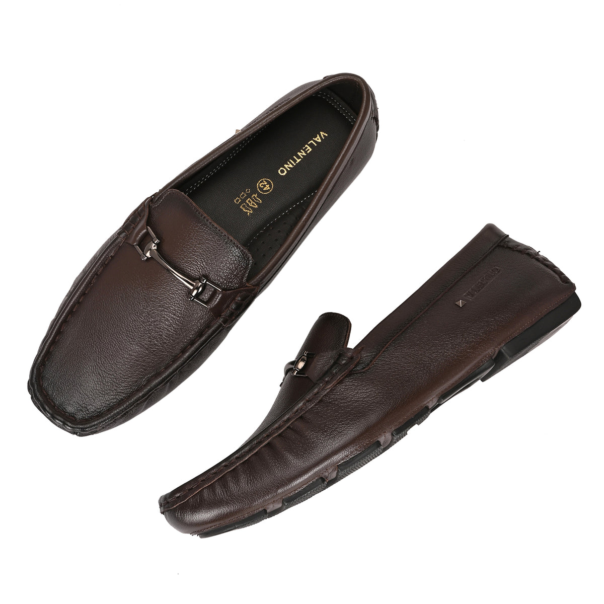 Men Premium Leather Brown Casual Slip On Driving Loafers (Romson-27-Brown-Mocca)