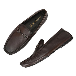 Men Premium Leather Brown Casual Slip On Driving Loafers (Emporio-27-Brown)