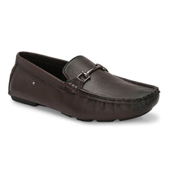 Men Premium Leather Brown Casual Slip On Driving Loafers (Romson-27-Brown-Mocca)