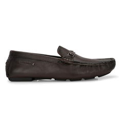 Men Premium Leather Brown Casual Slip On Driving Loafers (Romson-27-Brown-Mocca)