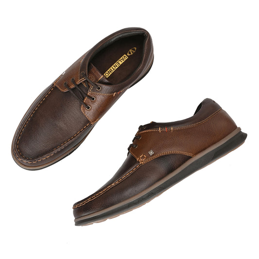 Men Premium Leather Casual Derby Shoes (Danial-55-Brown/Choco)