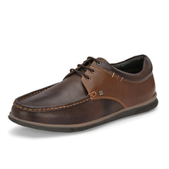 Men Premium Leather Casual Derby Shoes (Danial-55-Brown/Choco)