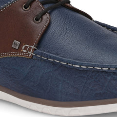 Men Premium Leather Casual Derby Shoes (Danial-55-Blue/Tan)