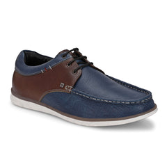 Men Premium Leather Casual Derby Shoes (Danial-55-Blue/Tan)