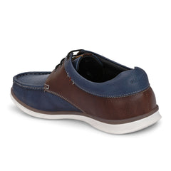 Men Premium Leather Casual Derby Shoes (Danial-55-Blue/Tan)