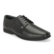 Men Premium Leather Black Lace Up Formal Derby Shoes (Gateway-52-Black)