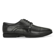 Men Premium Leather Black Lace Up Formal Derby Shoes (Gateway-52-Black)