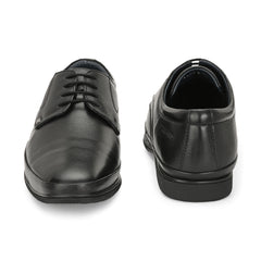 Men Premium Leather Black Lace Up Formal Derby Shoes (Port-52-Black)