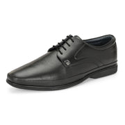 Men Premium Leather Black Lace Up Formal Derby Shoes (Gateway-52-Black)