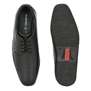 Men Premium Leather Black Lace Up Formal Derby Shoes (Gateway-52-Black)