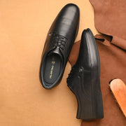 Men Premium Leather Black Lace Up Formal Derby Shoes (Gateway-52-Black)