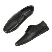 Men Premium Leather Black Lace Up Formal Derby Shoes (Gateway-52-Black)